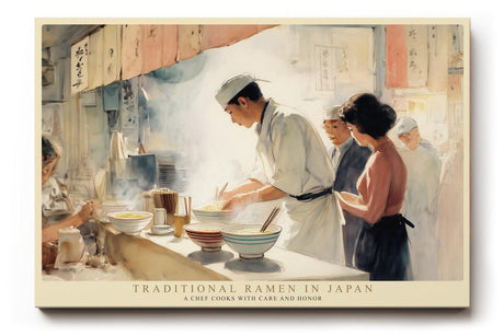 Paul Sinus Wandbild 120x80cm Traditionelle Ramen Küche – Japanische Kochszene mit authentischer Marktatmosphäre