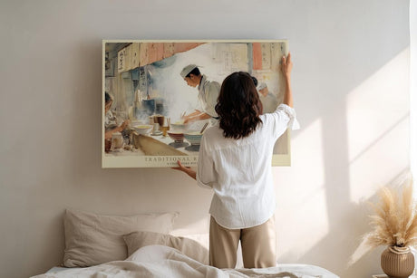Paul Sinus Wandbild 120x80cm Traditionelle Ramen Küche – Japanische Kochszene mit authentischer Marktatmosphäre