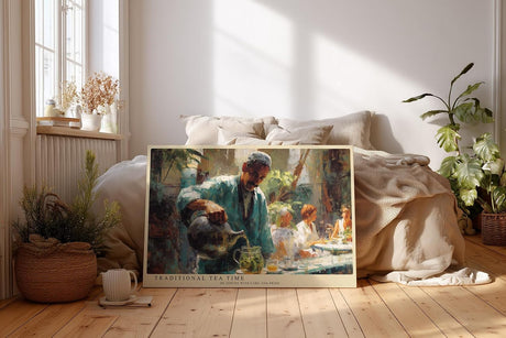 Paul Sinus Wandbild 120x80cm Traditionelle Teeszene – Atmosphärisches Motiv mit Teezeremonie und ruhiger Alltagskultur