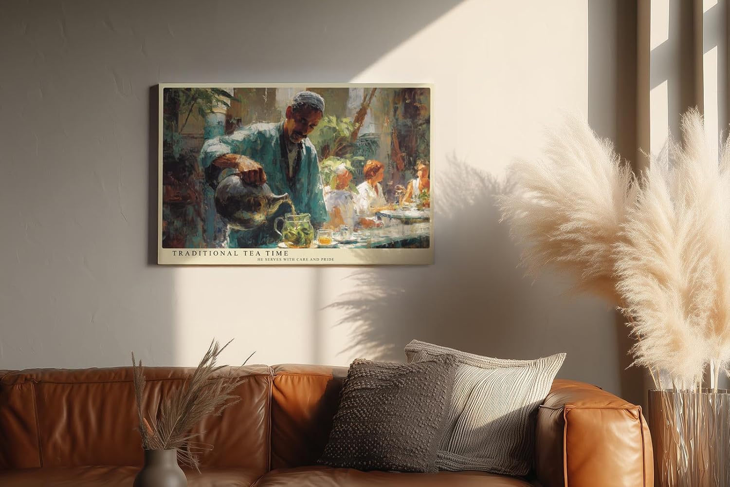 Paul Sinus Wandbild 120x80cm Traditionelle Teeszene – Atmosphärisches Motiv mit Teezeremonie und ruhiger Alltagskultur