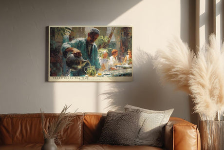 Paul Sinus Wandbild 120x80cm Traditionelle Teeszene – Atmosphärisches Motiv mit Teezeremonie und ruhiger Alltagskultur