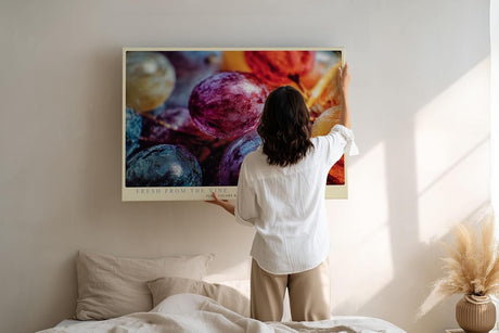 Paul Sinus Wandbild 120x80cm Trauben Makrofotografie bunt moderne Obst Kunst Kunstdruck grosses Wandbild 120x80cm frische Wanddekoration fuer Kueche Esszimmer Wohnzimmer
