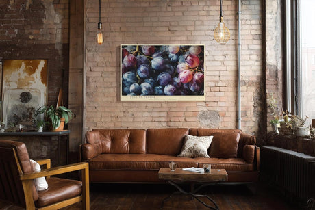 Paul Sinus Wandbild 120x80cm Trauben Stillleben Fruchtfotografie violett blau frische Kuche Wanddekoration fuer Wohnzimmer Esszimmer Kueche Büro
