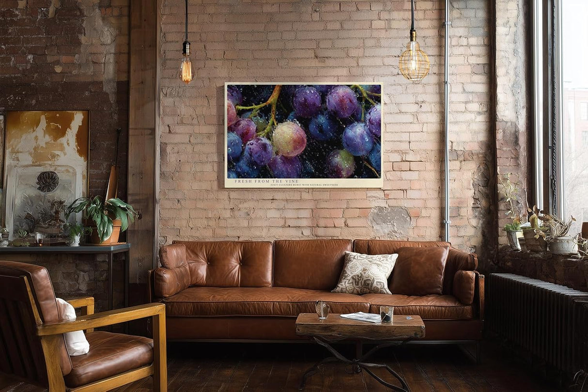 Paul Sinus Wandbild 120x80cm Trauben Stillleben modern violett Obst Kunst Kunstdruck grosses Kunstbild frische Wanddekoration fuer Kueche Esszimmer Wohnzimmer