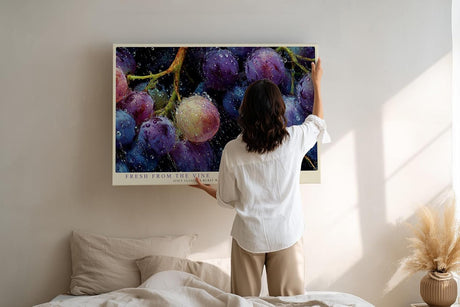 Paul Sinus Wandbild 120x80cm Trauben Stillleben modern violett Obst Kunst Kunstdruck grosses Kunstbild frische Wanddekoration fuer Kueche Esszimmer Wohnzimmer