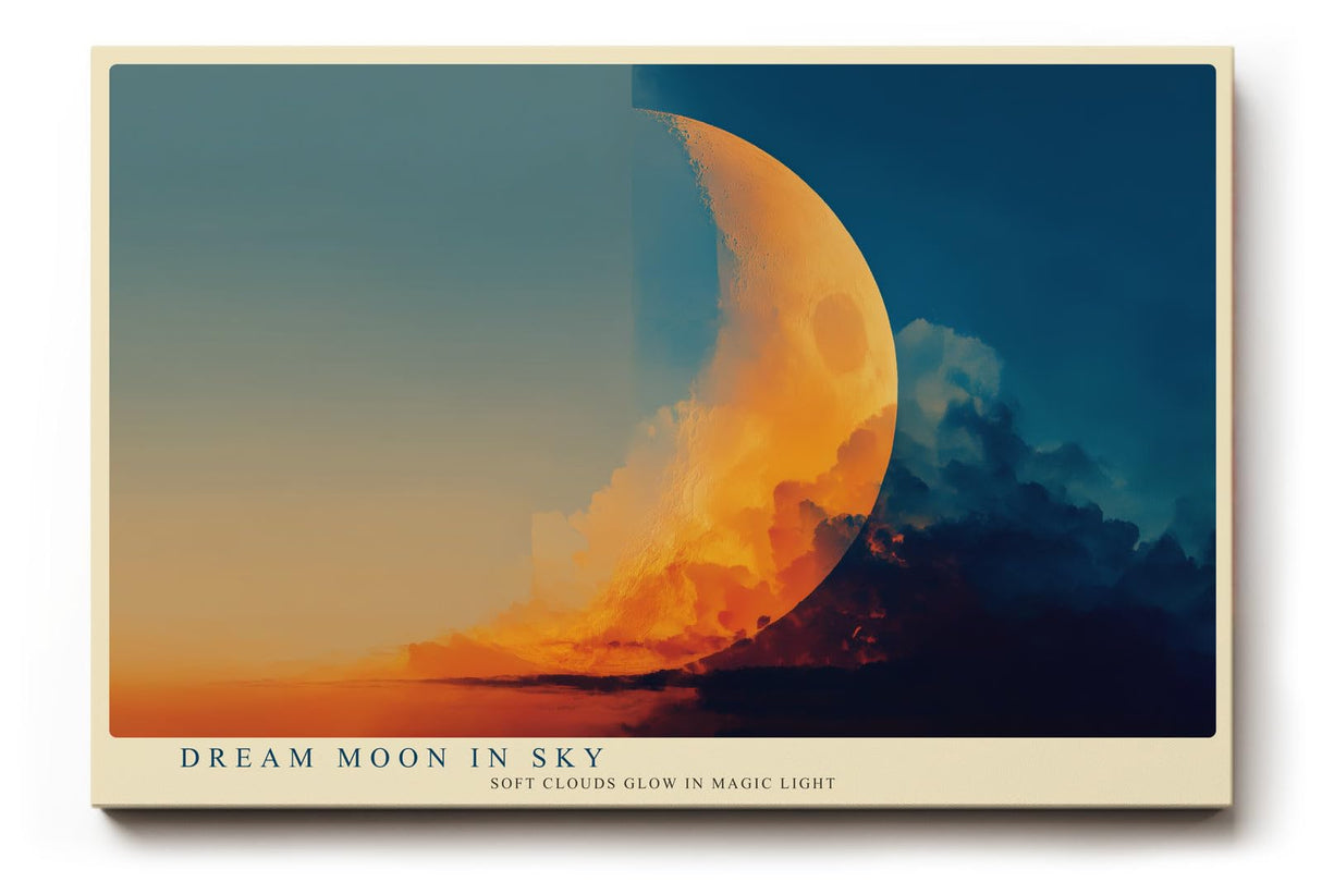 Paul Sinus Wandbild 120x80cm Traum Mond Himmel Wolken moderne kosmische Kunst Landschaft Kunstdruck stilvolle Wanddekoration fuer Wohnzimmer Schlafzimmer Büro