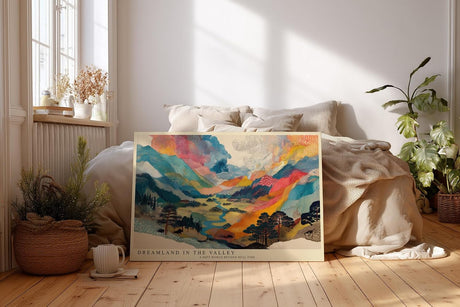 Paul Sinus Wandbild 120x80cm Traumhafte Berglandschaft mit Fluss Farbenfrohe Natur Kunst Wanddekoration