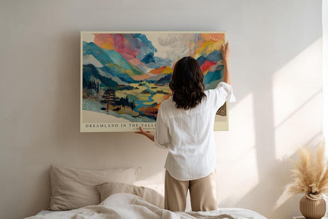 Paul Sinus Wandbild 120x80cm Traumhafte Berglandschaft mit Fluss Farbenfrohe Natur Kunst Wanddekoration