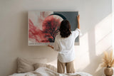 Paul Sinus Wandbild 120x80cm Tree Within a Red Moon moderner Baum mit rotem Mond abstrakte Natur Kunst Poster für Wohnzimmer Schlafzimmer