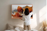 Paul Sinus Wandbild 120x80cm Trees in Burning Light Herbst Wald Landschaft Kunst Poster mit warmen Farben für Wohnzimmer Schlafzimmer Büro