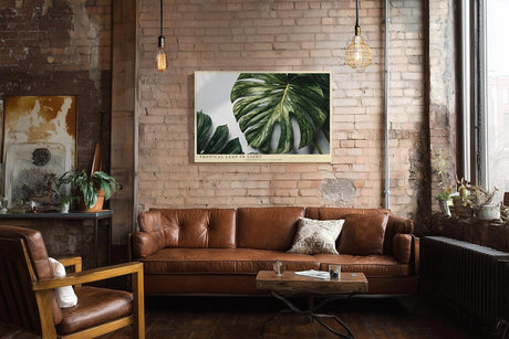 Paul Sinus Wandbild 120x80cm Tropical Leaf in Light tropisches Monstera Blatt botanische Natur Fotokunst modernes Pflanzen Poster für Wohnzimmer Büro