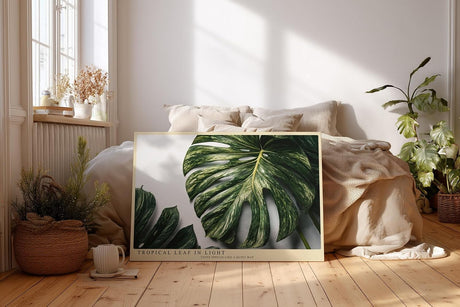 Paul Sinus Wandbild 120x80cm Tropical Leaf in Light tropisches Monstera Blatt botanische Natur Fotokunst modernes Pflanzen Poster für Wohnzimmer Büro