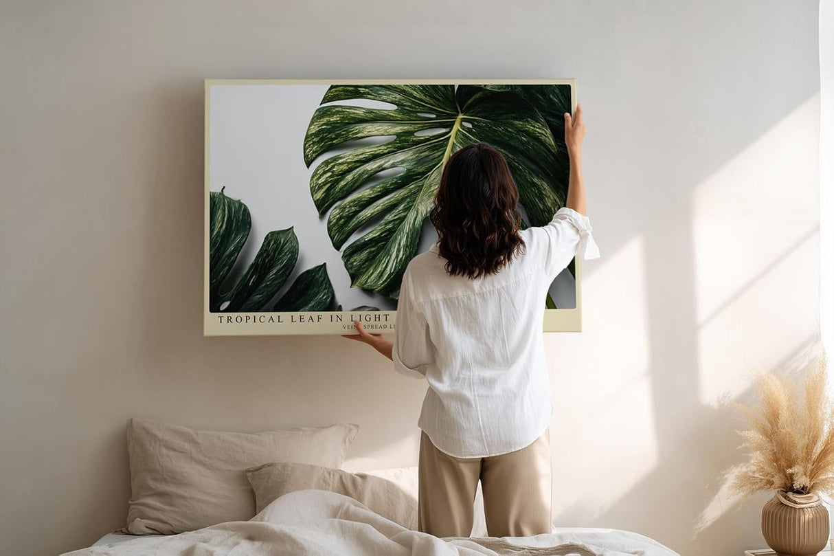 Paul Sinus Wandbild 120x80cm Tropical Leaf in Light tropisches Monstera Blatt botanische Natur Fotokunst modernes Pflanzen Poster für Wohnzimmer Büro