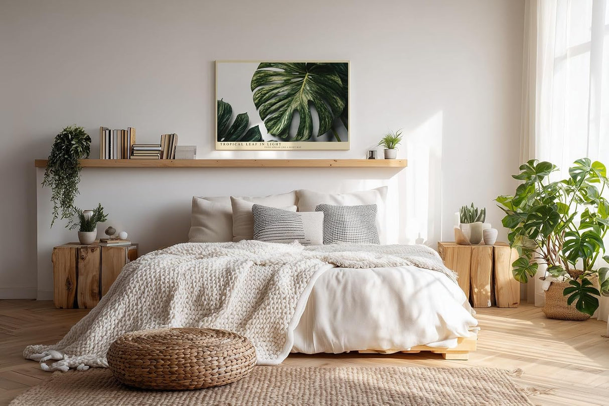 Paul Sinus Wandbild 120x80cm Tropical Leaf in Light tropisches Monstera Blatt botanische Natur Fotokunst modernes Pflanzen Poster für Wohnzimmer Büro
