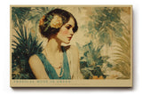 Paul Sinus Wandbild 120x80cm Tropical Muse in Green elegantes Frauenportrait mit Blumen tropische Kunst Poster für Wohnzimmer Schlafzimmer