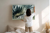 Paul Sinus Wandbild 120x80cm tropische Blaetter modern gruen beige botanische Kunst Kunstdruck grosses Wandbild 120x80cm ruhige Natur Wanddekoration fuer Wohnzimmer Büro