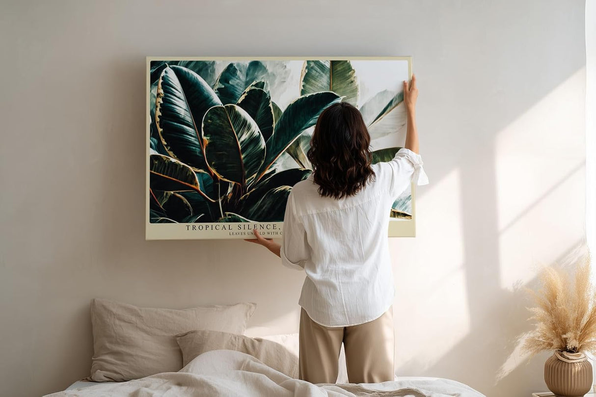 Paul Sinus Wandbild 120x80cm Tropische Blaetter moderne botanische Kunst Wanddekoration grüne Pflanzen Naturmotiv Wohnzimmer Schlafzimmer