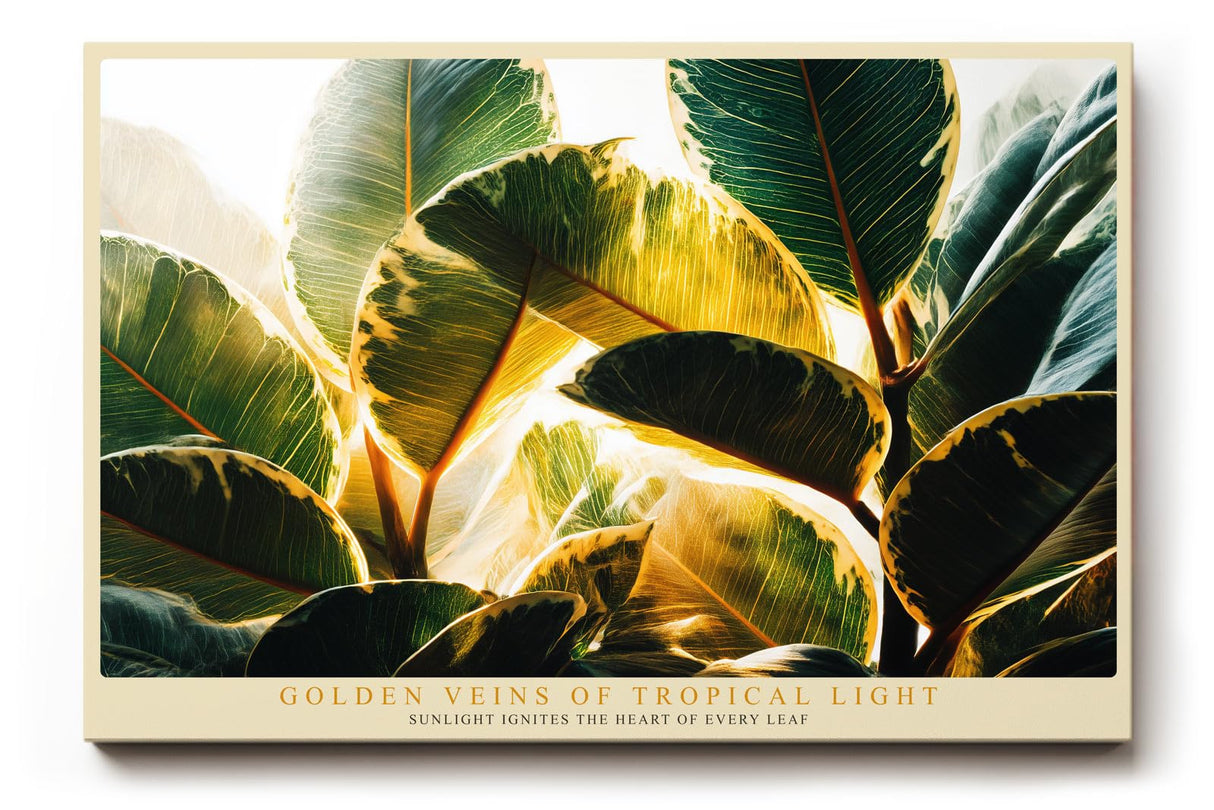 Paul Sinus Wandbild 120x80cm Tropische Blaetter Sonnenlicht botanische Kunst Wanddekoration grüne Pflanzen Naturmotiv Wohnzimmer Schlafzimmer