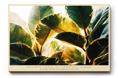Paul Sinus Wandbild 120x80cm Tropische Blaetter Sonnenlicht botanische Kunst Wanddekoration grüne Pflanzen Naturmotiv Wohnzimmer Schlafzimmer