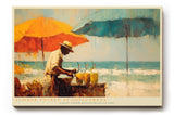 Paul Sinus Wandbild 120x80cm Tropische Strandszene Copacabana mit Sonnenschirmen und Getraenkeverkaeufer Sommerliche Kunst fuer Wohnräume