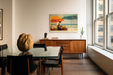 Paul Sinus Wandbild 120x80cm Tropische Strandszene Copacabana mit Sonnenschirmen und Getraenkeverkaeufer Sommerliche Kunst fuer Wohnräume