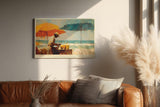 Paul Sinus Wandbild 120x80cm Tropische Strandszene Copacabana mit Sonnenschirmen und Getraenkeverkaeufer Sommerliche Kunst fuer Wohnräume