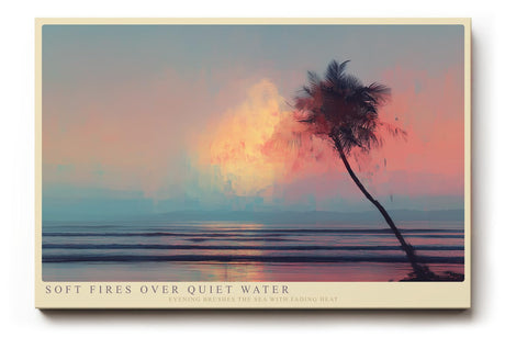 Paul Sinus Wandbild 120x80cm Tropischer Sonnenuntergang mit Palme ueber ruhigem Meer stimmungsvolle Strandkunst