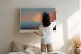 Paul Sinus Wandbild 120x80cm Tropischer Sonnenuntergang mit Palme ueber ruhigem Meer stimmungsvolle Strandkunst
