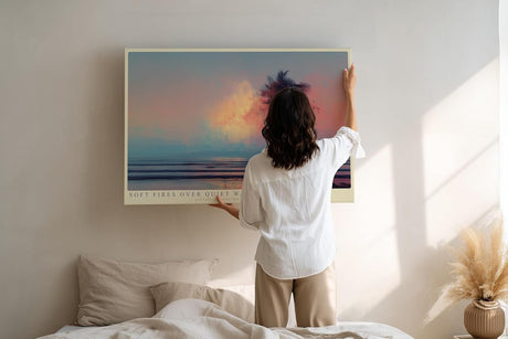 Paul Sinus Wandbild 120x80cm Tropischer Sonnenuntergang mit Palme ueber ruhigem Meer stimmungsvolle Strandkunst