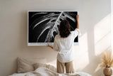 Paul Sinus Wandbild 120x80cm tropisches Blatt Monstera schwarz weiss minimalistische Natur Fotokunst moderner Kunstdruck elegante