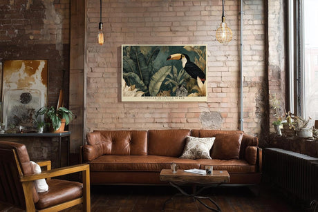 Paul Sinus Wandbild 120x80cm Tukan im Tropischen Dschungel Exotische Vogelkunst mit Blättern Natur Wanddekoration
