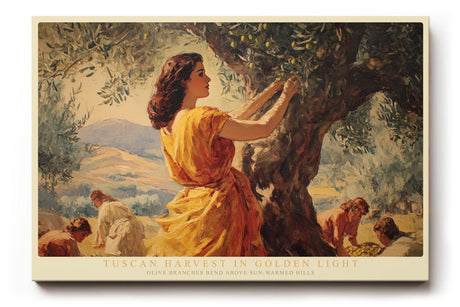 Paul Sinus Wandbild 120x80cm Tuscan Harvest in Golden Light mediterrane Olivenernte Landschaft Kunst Poster für Wohnzimmer Küche