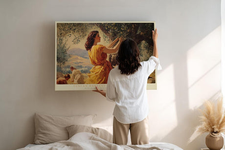 Paul Sinus Wandbild 120x80cm Tuscan Harvest in Golden Light mediterrane Olivenernte Landschaft Kunst Poster für Wohnzimmer Küche