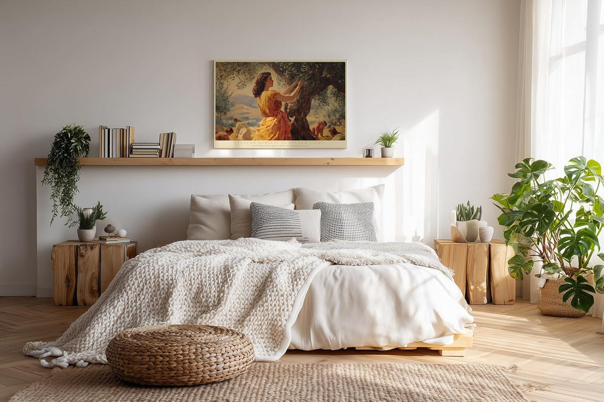Paul Sinus Wandbild 120x80cm Tuscan Harvest in Golden Light mediterrane Olivenernte Landschaft Kunst Poster für Wohnzimmer Küche