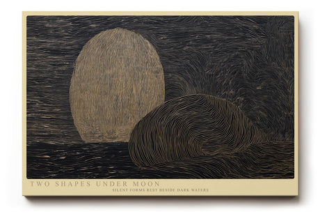 Paul Sinus Wandbild 120x80cm Two Shapes under Moon abstrakte Nachtlandschaft mit Mond moderne Minimal Kunst Poster für Wohnzimmer Büro