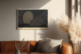 Paul Sinus Wandbild 120x80cm Two Shapes under Moon abstrakte Nachtlandschaft mit Mond moderne Minimal Kunst Poster für Wohnzimmer Büro