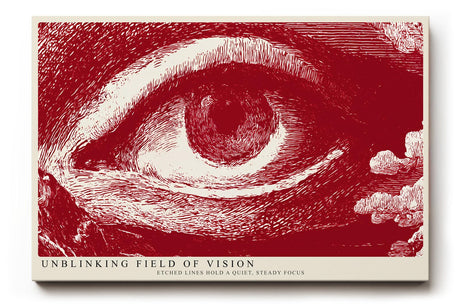 Paul Sinus Wandbild 120x80cm Unblinking Field of Vision Abstraktes Auge Grafik Kunst in Rot Moderne Illustration fuer Wohnzimmer und Büro