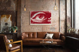 Paul Sinus Wandbild 120x80cm Unblinking Field of Vision Abstraktes Auge Grafik Kunst in Rot Moderne Illustration fuer Wohnzimmer und Büro