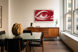 Paul Sinus Wandbild 120x80cm Unblinking Field of Vision Abstraktes Auge Grafik Kunst in Rot Moderne Illustration fuer Wohnzimmer und Büro