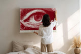 Paul Sinus Wandbild 120x80cm Unblinking Field of Vision Abstraktes Auge Grafik Kunst in Rot Moderne Illustration fuer Wohnzimmer und Büro