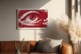 Paul Sinus Wandbild 120x80cm Unblinking Field of Vision Abstraktes Auge Grafik Kunst in Rot Moderne Illustration fuer Wohnzimmer und Büro