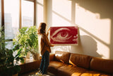 Paul Sinus Wandbild 120x80cm Unblinking Field of Vision Abstraktes Auge Grafik Kunst in Rot Moderne Illustration fuer Wohnzimmer und Büro