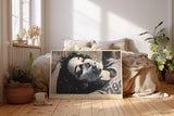 Paul Sinus Wandbild 120x80cm Urbanes Frauenportrait in moderner Street Art Aesthetik Kunst in Grau Beige und Schwarz