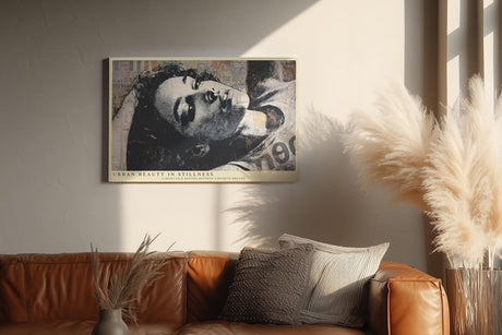 Paul Sinus Wandbild 120x80cm Urbanes Frauenportrait in moderner Street Art Aesthetik Kunst in Grau Beige und Schwarz