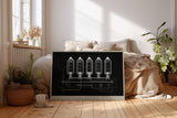 Paul Sinus Wandbild Vacuum Tube Vision – technisches Design im Retro-Stil und klarer Linienführung