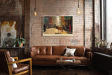 Paul Sinus Wandbild 120x80cm Varanasi Strassenszene Indien Kunstmotiv Traditionelle Stadtlandschaft mit Kuh