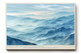 Paul Sinus Wandbild 120x80cm Veils of Azure Ridgelines Blaue Berglandschaft mit Nebel Moderne Natur Kunst fuer Wohnzimmer Schlafzimmer und Büro