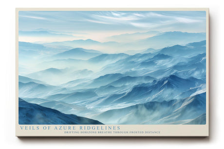 Paul Sinus Wandbild 120x80cm Veils of Azure Ridgelines Blaue Berglandschaft mit Nebel Moderne Natur Kunst fuer Wohnzimmer Schlafzimmer und Büro