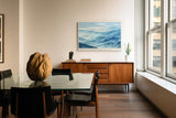 Paul Sinus Wandbild 120x80cm Veils of Azure Ridgelines Blaue Berglandschaft mit Nebel Moderne Natur Kunst fuer Wohnzimmer Schlafzimmer und Büro