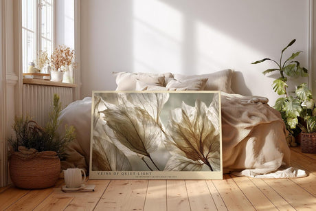 Paul Sinus Wandbild 120x80cm Veins of Quiet Light transparente Blätter Makro Natur Fotokunst in warmen Naturtönen Poster für Wohnzimmer Schlafzimmer